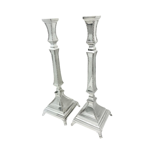 Diamond Corner Square Base Candlesticks