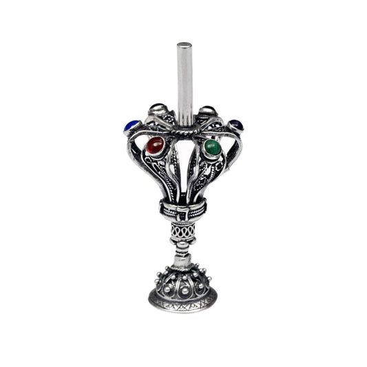 Silver Crown Dreidel with Gemstones